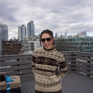 Ralph Lauren Beige and Brown Turtleneck Sweater